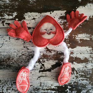 1998 Vintage Annalee Valentine Head Over Heels Heart Pin